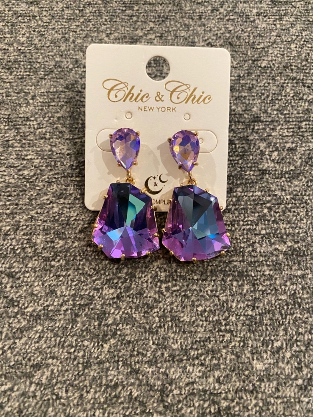 Chic & Chic Mermaid Blue Purple Crystal Drop Earrings